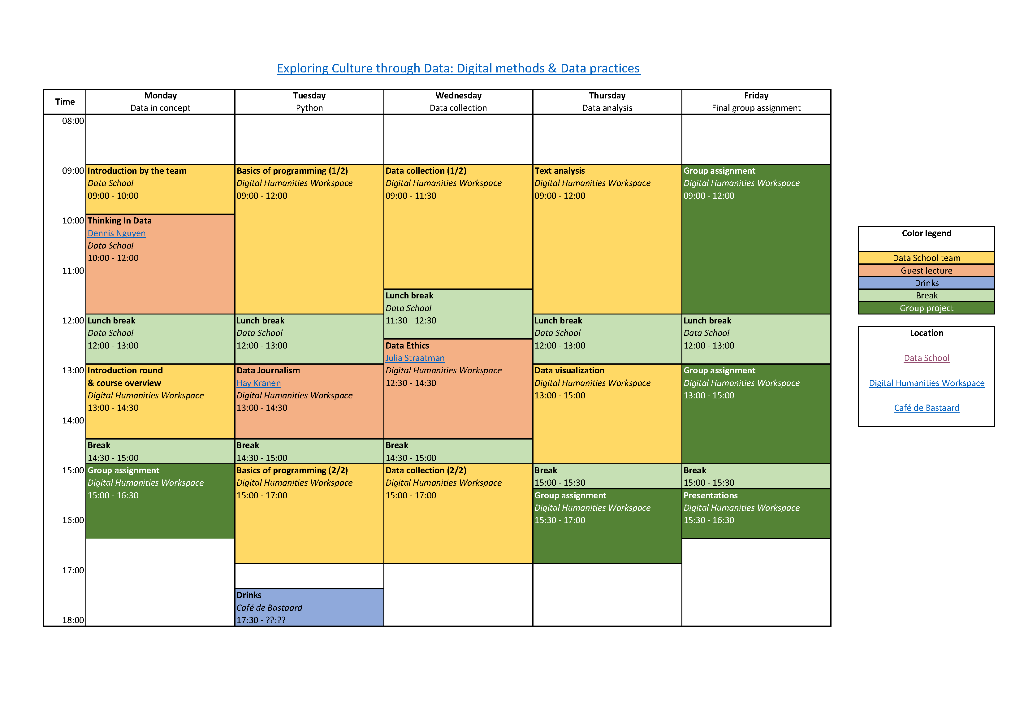 Preview of schedule